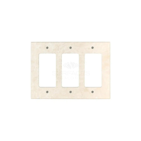 Ivory Travertine Triple Rocker Switch Wall Plate with elegant design and finish