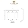 Ivory Travertine Triple Rocker Switch Wall Plate diagram showcasing layout design