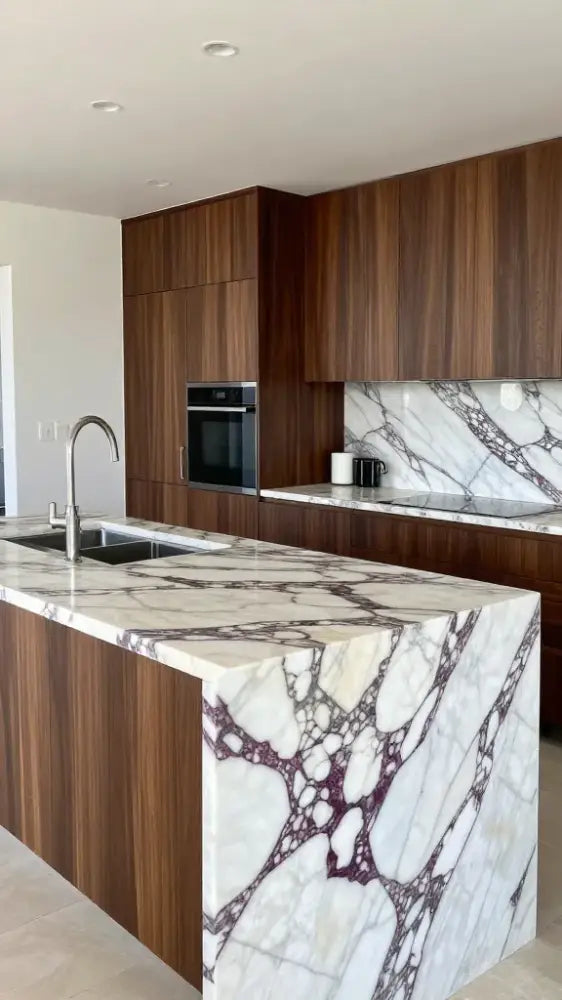 Striking Contrast with Dark Wood Cabinets