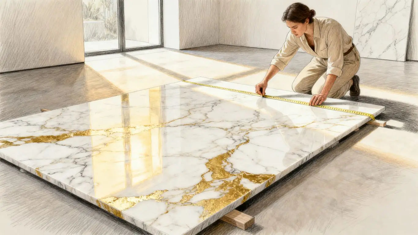 Luxury Italian marble slab installation