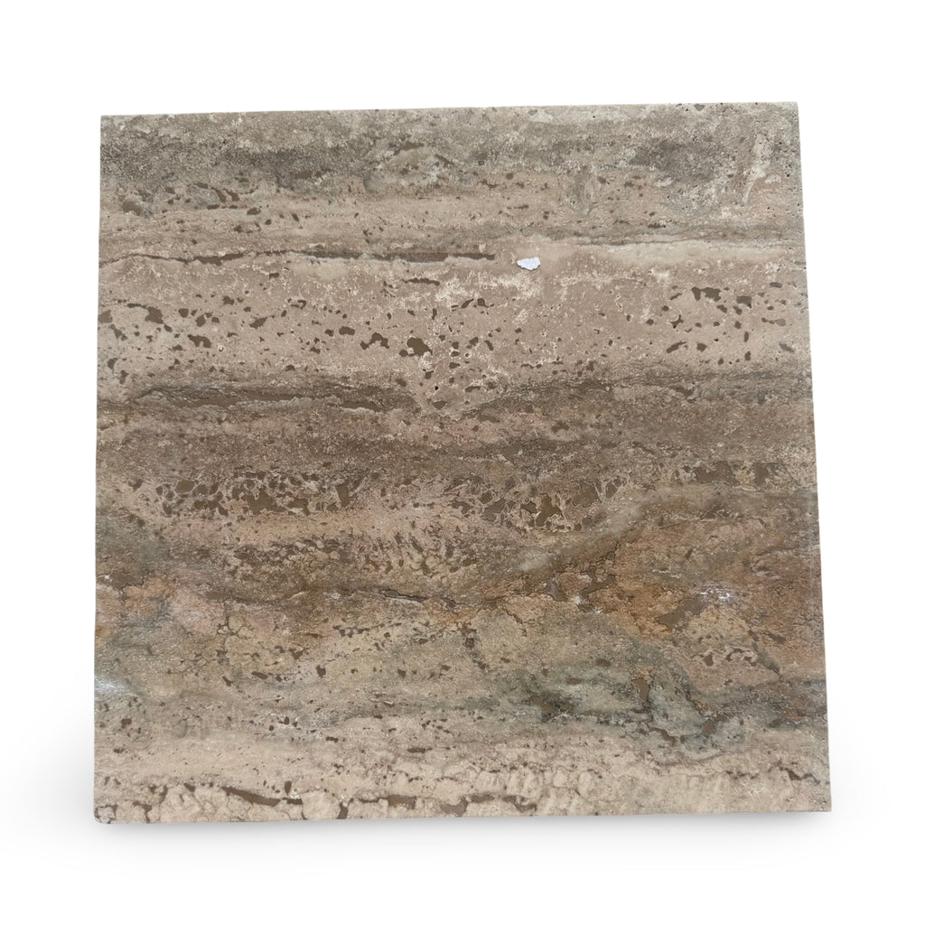 Legno D’Argento Striato Roman Silver Travertine 12x12 vein-cut tile in earthy tones
