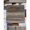Square beige and brown Legno D’Argento Striato Roman Silver Travertine 12x12 vein-cut tile with natural veining