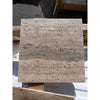 Legno D’Argento Striato Roman Silver Travertine 12x12 vein-cut tile with beige and gray stone veining