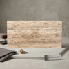 Beige legno d’argento striato roman silver travertine 12x24 vein-cut tile with natural stone veining and textured surface
