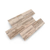 Legno D’Argento Striato Roman Silver Travertine 12x24 Vein-Cut Tile in beige stone with wood grain texture