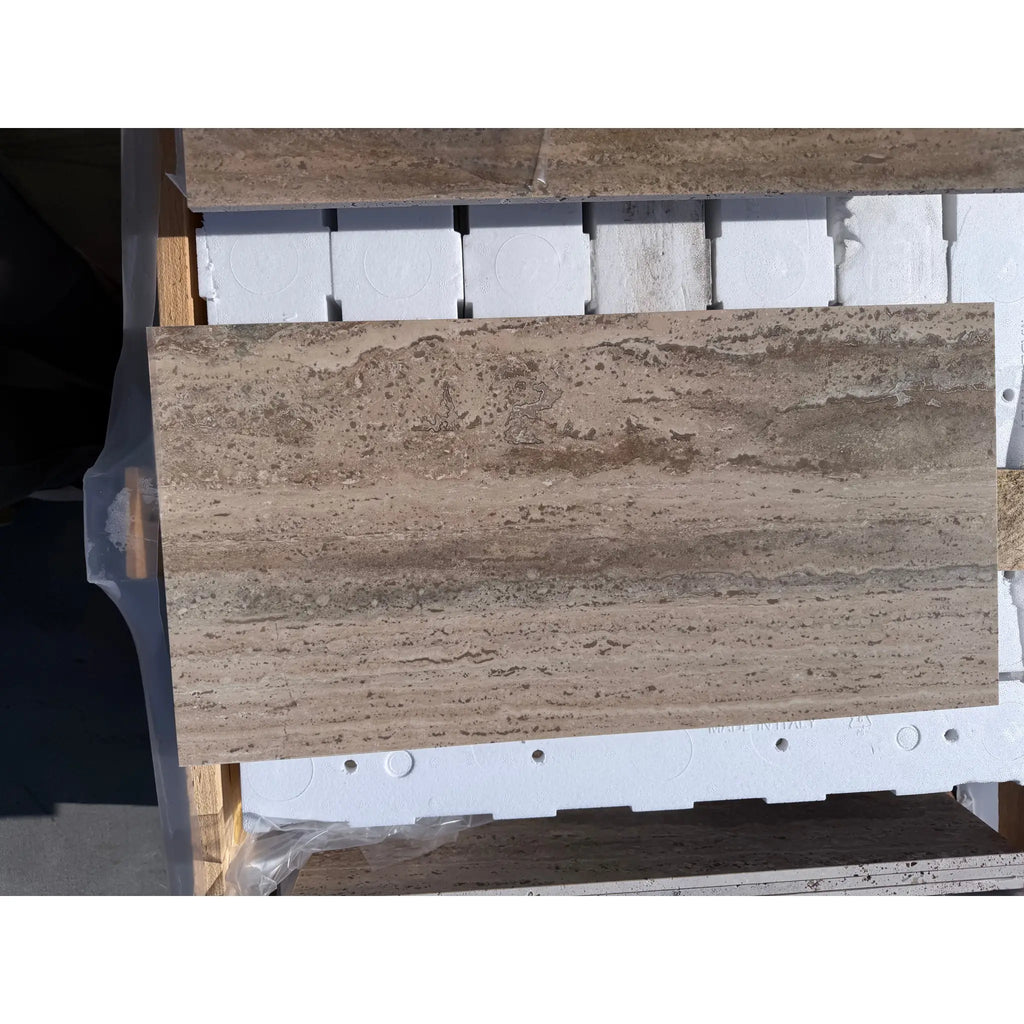 Legno D’Argento Striato Roman Silver Travertine 12x24 Vein-Cut Tile