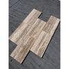 Legno DArgento Striato Roman Silver Travertine 12x24 Vein-Cut Tile with Beige Matte Finish