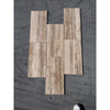 Legno D’Argento Striato Roman Silver Travertine 12x24 vein-cut tile in beige tones