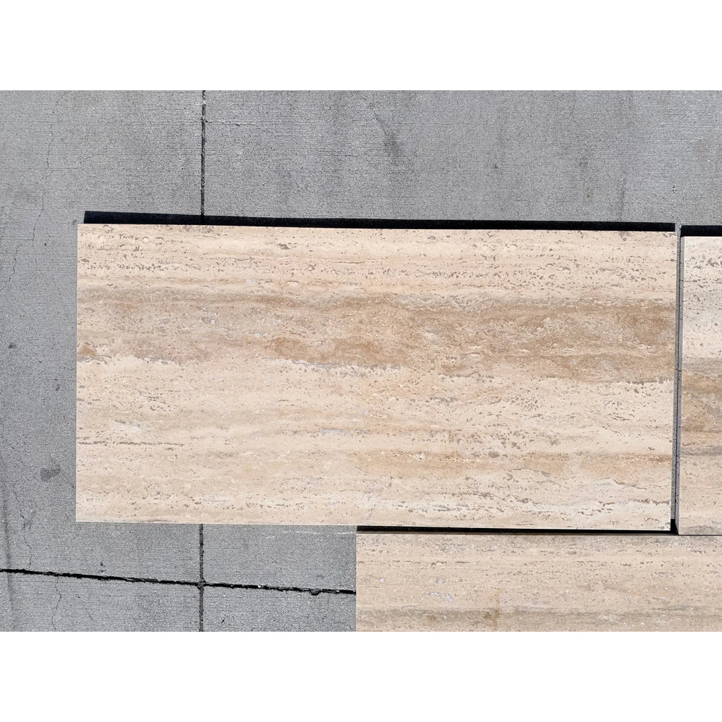 Legno D’Argento Striato Roman Silver Travertine 12X24 Vein-Cut Tile, Beige Matte Finish