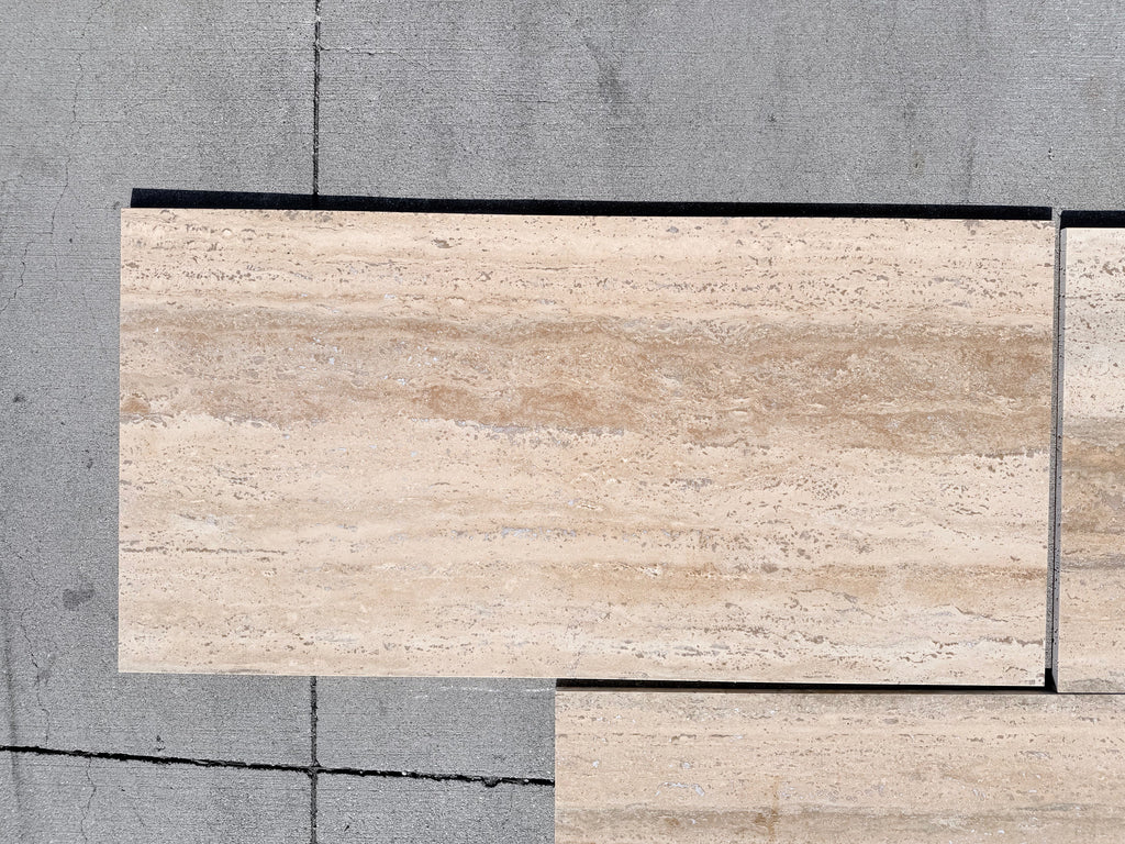 Legno D’Argento Striato Roman Silver Travertine 12X24 Vein-Cut Tile, Beige Matte Finish