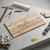 Beige legno d’argento striato roman silver travertine tile 18x36 with natural veining and matte vein-cut finish