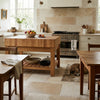 AI-generated shop-the-look image showing natural stone tile styled in a room setting
