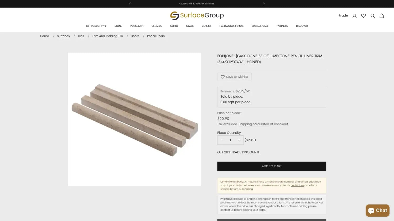 https://surfacegroup.com/products/haussmann-fonjone-limestone-trim-pencil-liner-3_4x12x3_4-honed-straight
