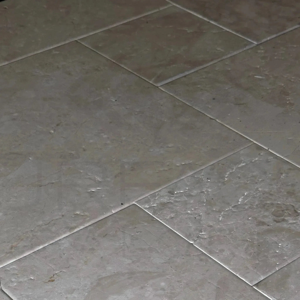 Gray stone floor tiles of Macchiato Cream Beige Marble Versailles pattern set