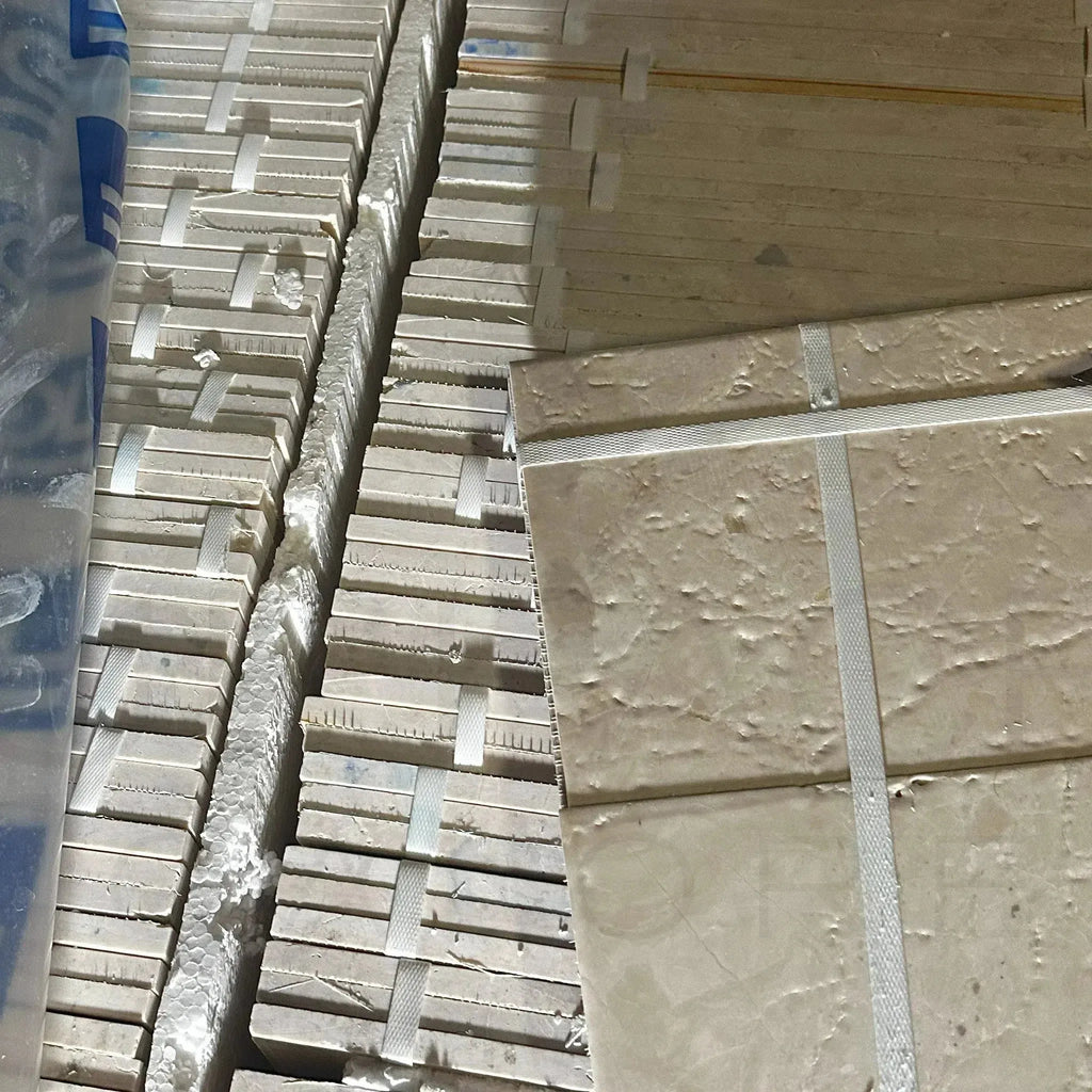 Stacked tile bundles of Macchiato Cream Beige Marble Versailles pattern set
