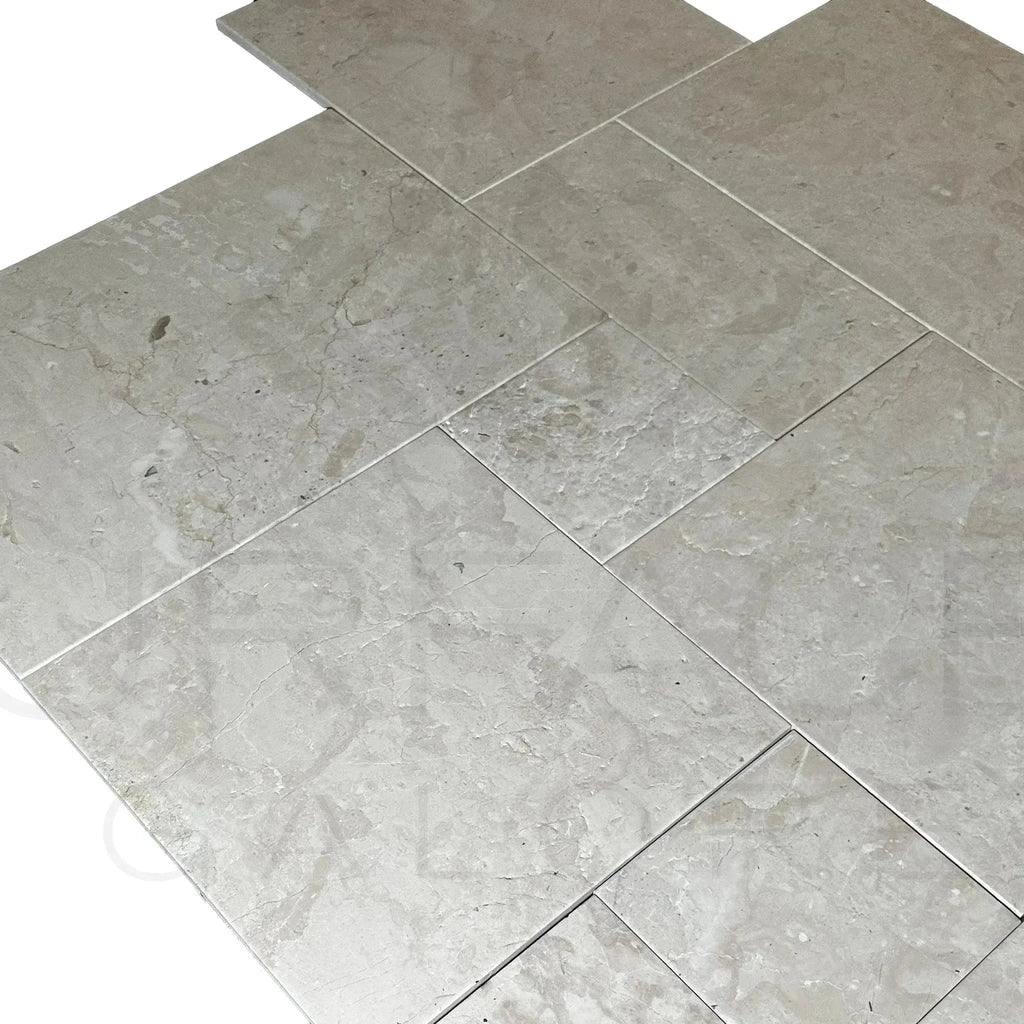 Gray marble tile pattern of Macchiato Cream Beige Versailles French Pattern Set