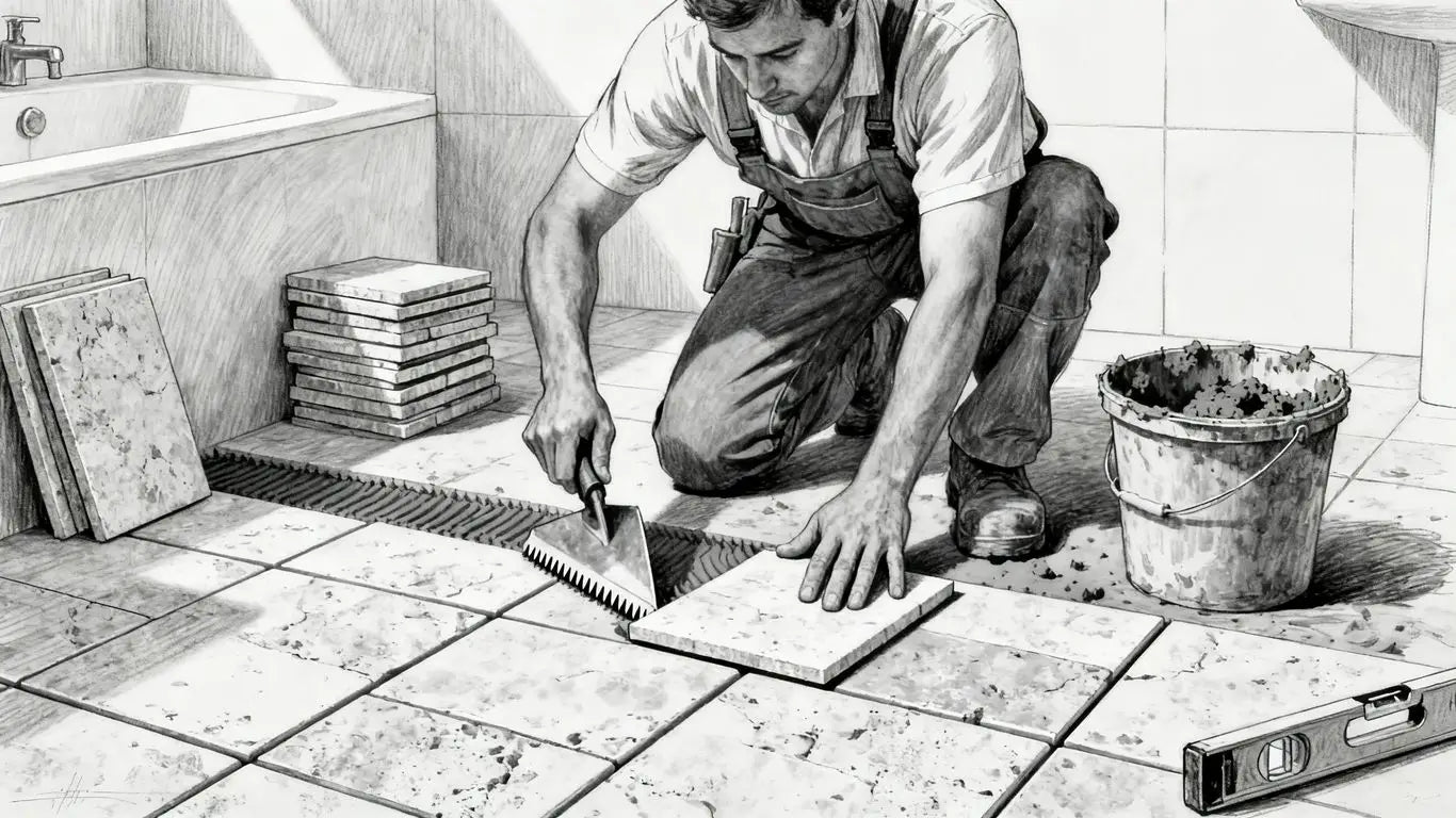 Stone bathroom surface installation process