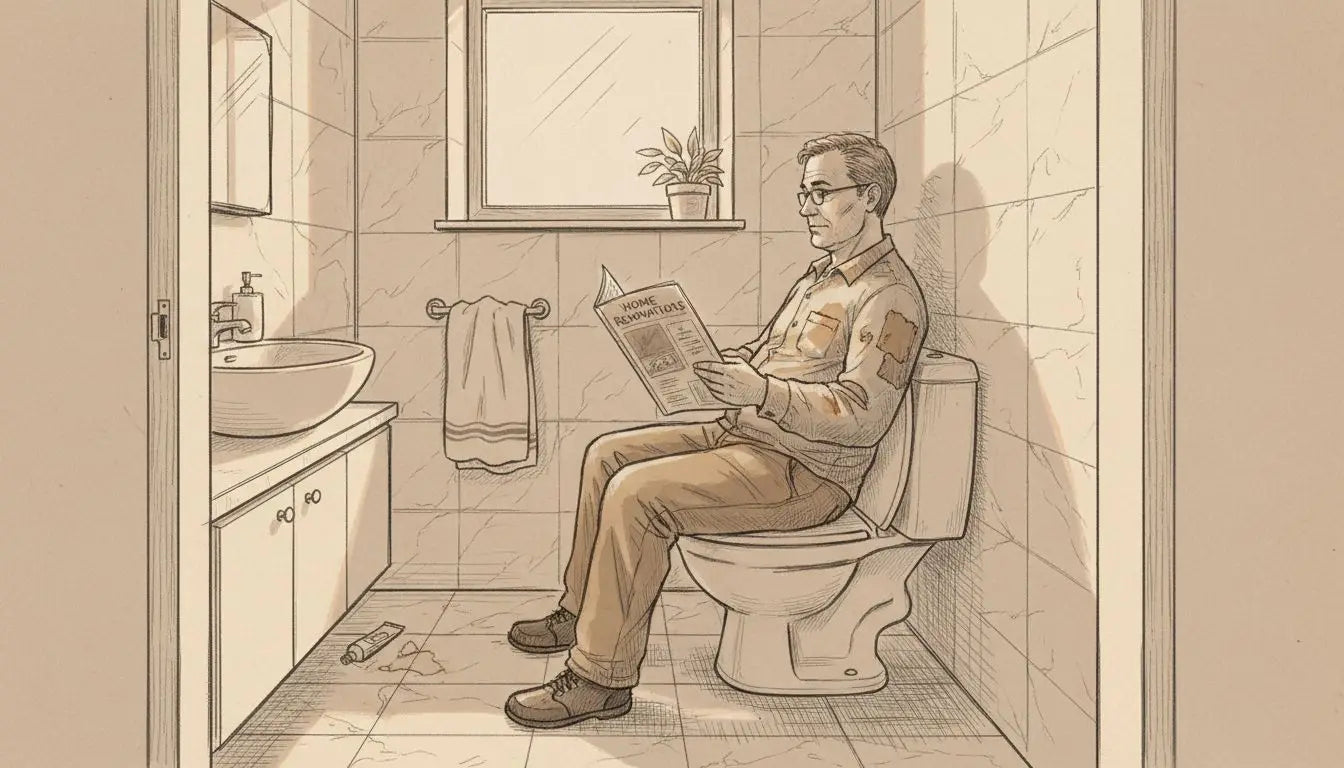 Marble bathroom with person relaxing and details