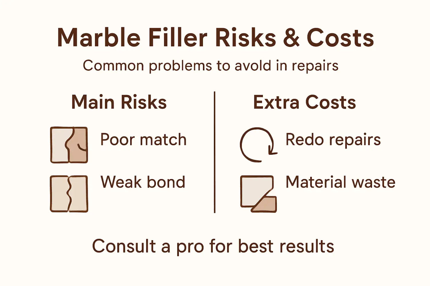 Infographic on marble filler risks and costs