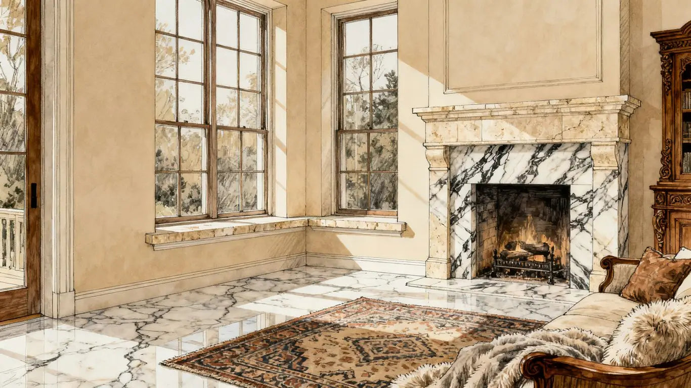 Timeless marble interior with natural stone details
