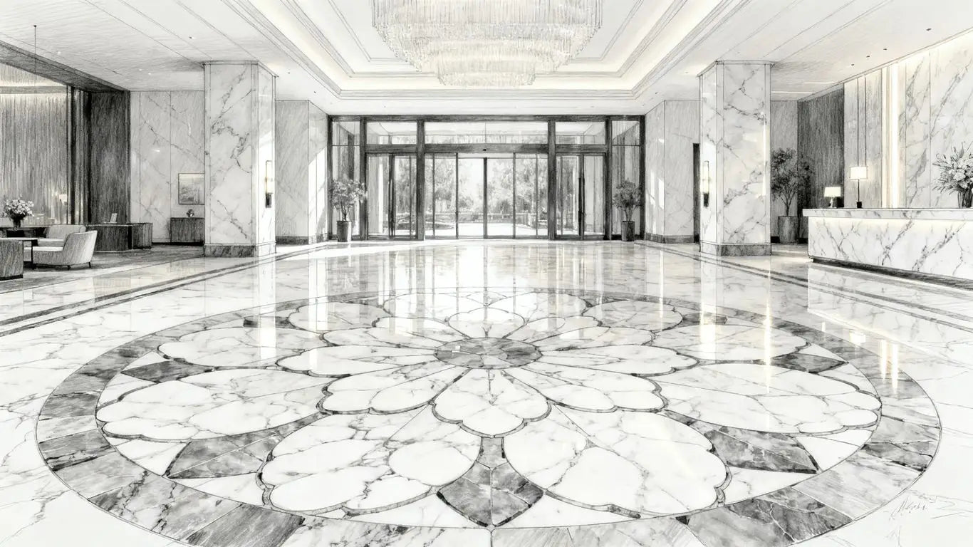 Grand entryway featuring marble floors