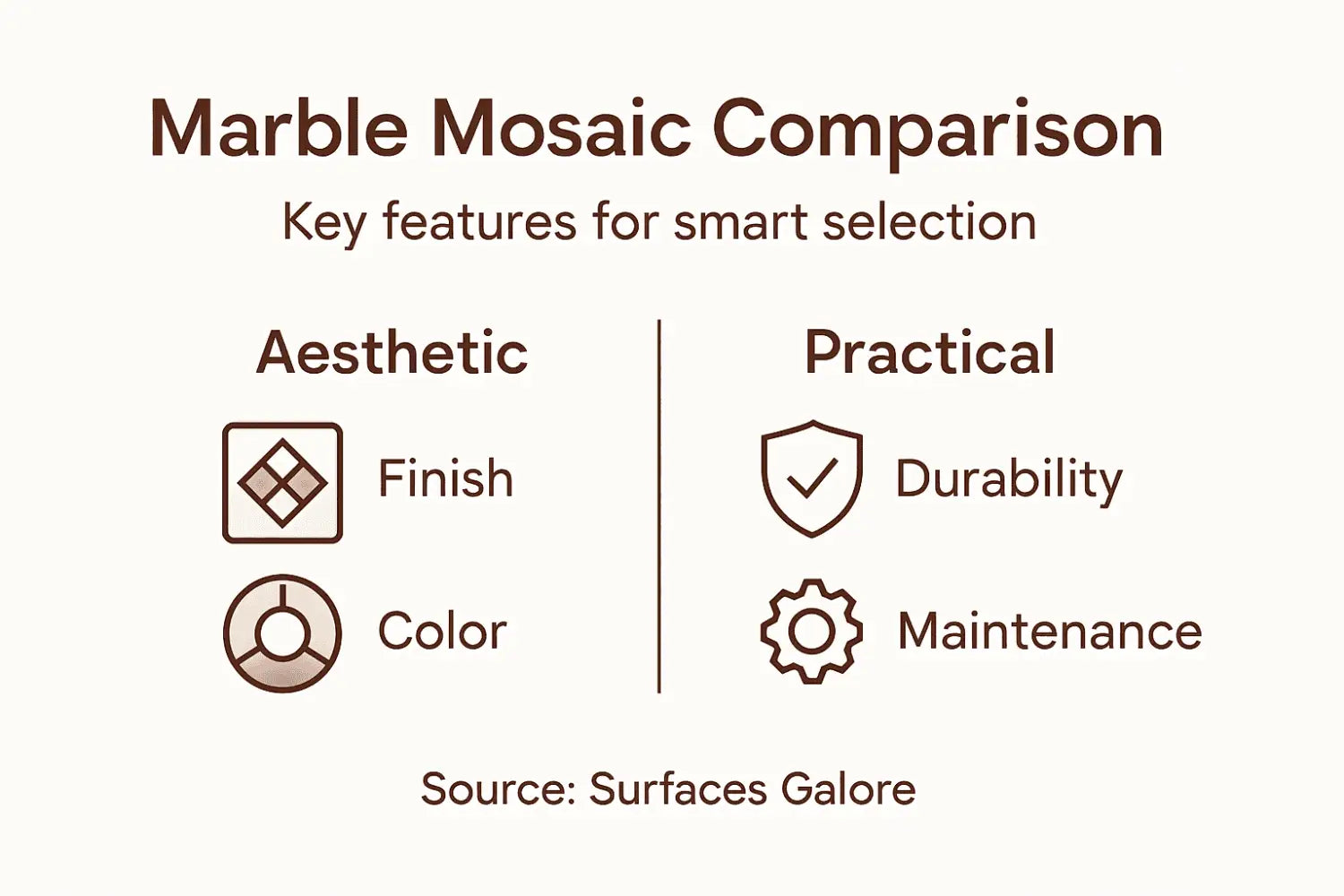 Infographic comparing marble mosaic types