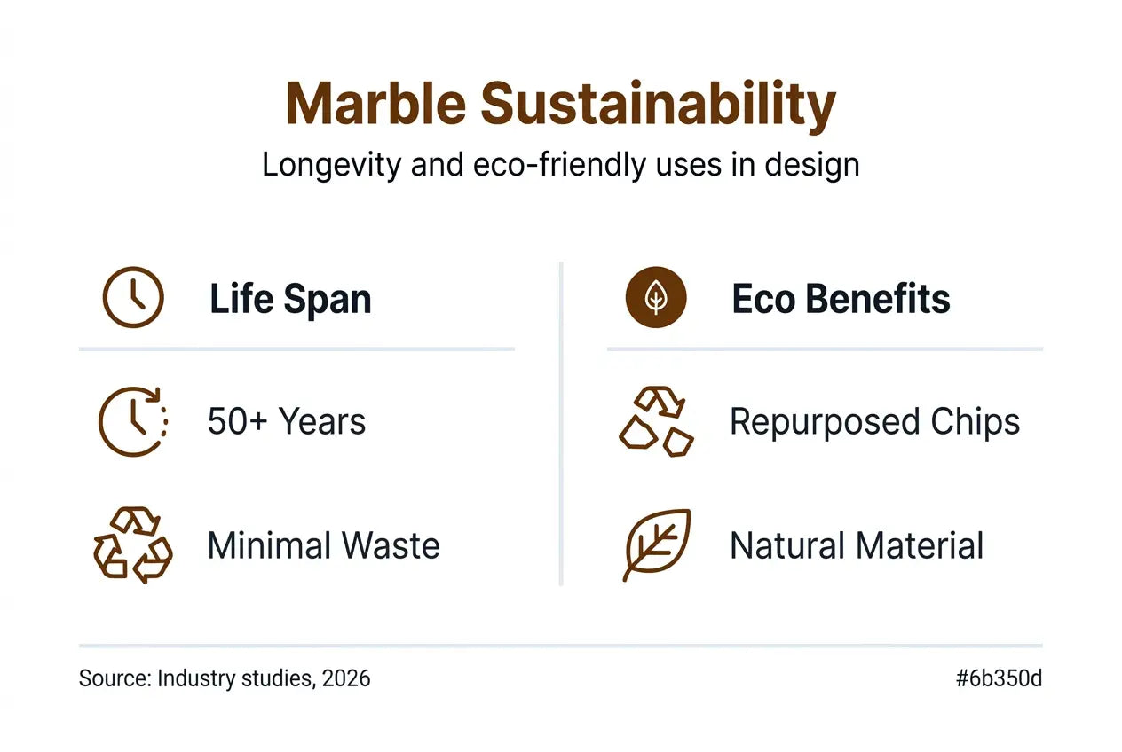Infographic showing marble’s sustainability and longevity