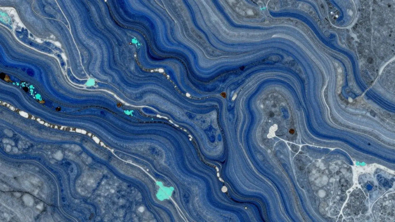 Sketch of Blue Lagoon marble with swirling blue and gray patterns.