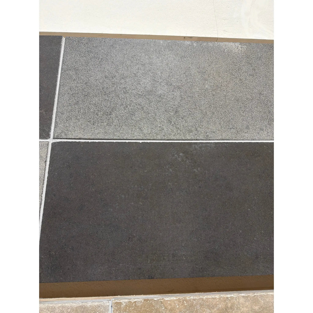 Milano Heritage gray reclaimed limestone tile in 16x24 grid pattern
