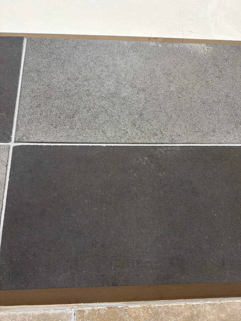 Milano Heritage gray reclaimed limestone tile in 16x24 grid pattern