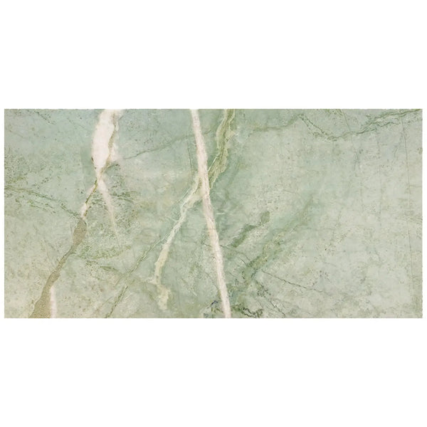 Green marble slab with white veining from Ming Green 12X24 Marble Polished or Honed