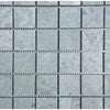 Gray marble mosaic tile with black grout, white dots, Ming Green 2x2 polished-honed