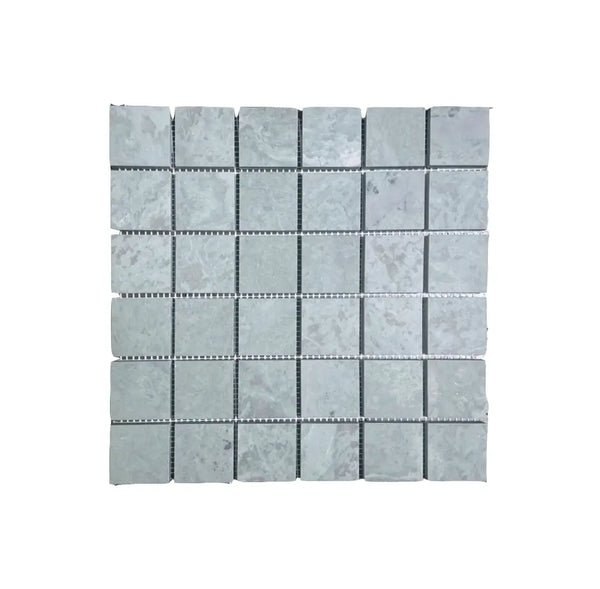 Gray marble mosaic tile 2x2 polished-honed with subtle veining pattern