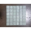 Light gray Ming Green 2x2 mosaic marble tile, matte veining finish