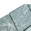 Light green and white marbled square tiles from Ming Green 3x3 Tumbled collection