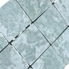 Sage green square mosaic tiles with subtle marbled pattern for Ming Green 3X3 Tumbled