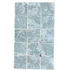 Light blue-green marble tiles with white veining in Ming Green 3X3 Tumbled product