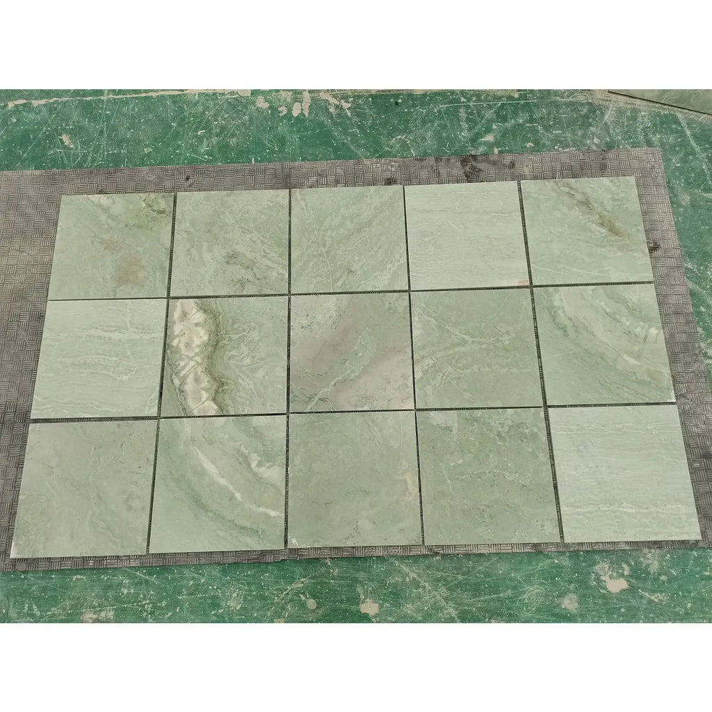 Ming Green 12X12 Marble polished or honed displaying green stone tiles for flooring