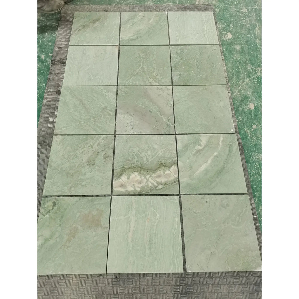 Green marble tiles from Ming Green 12X12 for polished or honed flooring applications