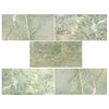Green marble tile samples of Ming Green 12X24 Marble Polished or Honed