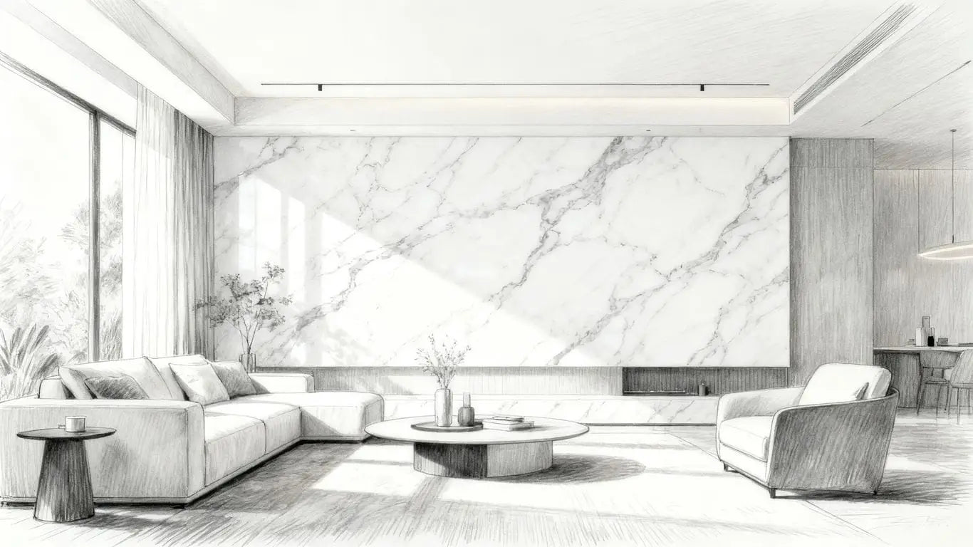 Interior view of white dolomite marble