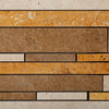 Mixed ivory noce gold random strip travertine mosaic honed tile