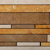 Mixed ivory noce gold random strip travertine mosaic honed tile