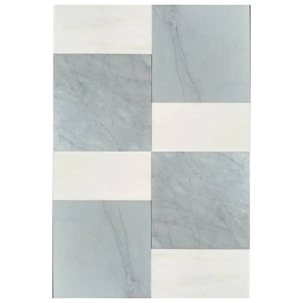 Rectangular tile pattern featuring Modena in Bardiglio Imperiale and Bianco Dolomite set