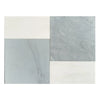 Four-piece tile arrangement of Modena in Bardiglio Imperiale and Bianco Dolomite Set