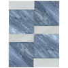 Blue and white marble tile pattern of Modena in Bardiglio Nuvolato and Carrara White set