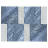 Marble tile pattern showcasing Modena in Bardiglio Nuvolato and Carrara White set