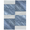 Blue and white marble tile pattern of Modena in Bardiglio Nuvolato and Carrara White set