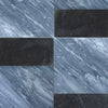 Alternating blue and black marble tiles in Modena Bardiglio Nuvolato Nero Marquina set