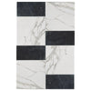 Black and white marble tile pattern of Modena in Calacatta Gold and Nero Marquina set